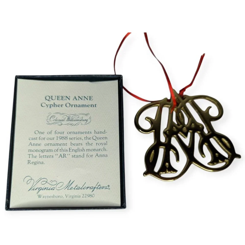 Vintage Virginia Metalcrafters 1988 Queen Anne Cypher Christmas Brass Ornament